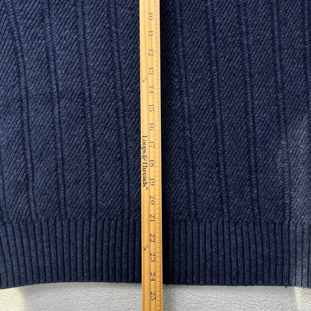 Banana Republic Italian Yarn Merino Wool Sweater 1/4 Button Men XL Blue Rib Knit